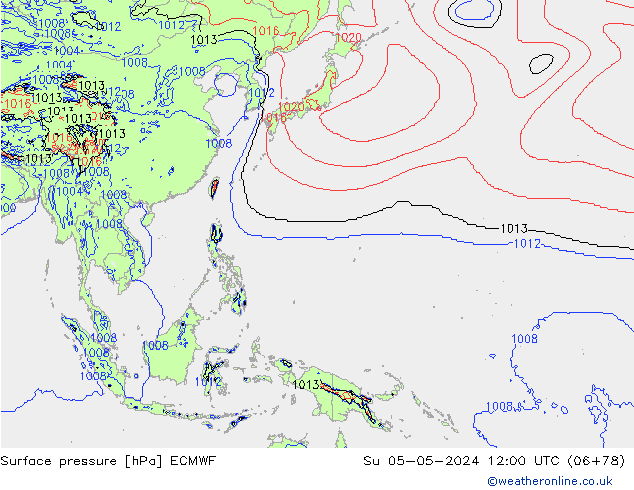 Luchtdruk (Grond) ECMWF zo 05.05.2024 12 UTC