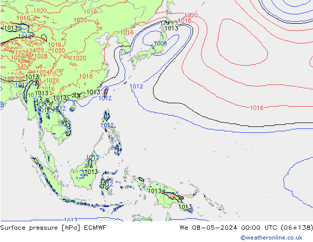 Atmosférický tlak ECMWF St 08.05.2024 00 UTC