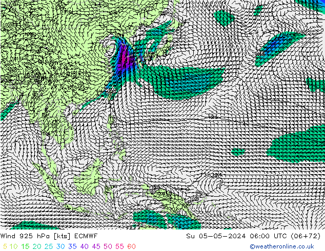 Wind 925 hPa ECMWF Su 05.05.2024 06 UTC