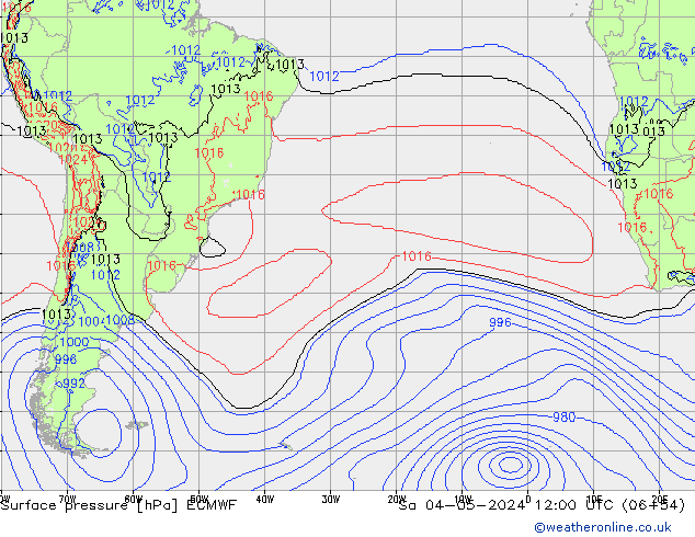 pressão do solo ECMWF Sáb 04.05.2024 12 UTC