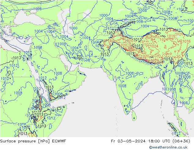 Pressione al suolo ECMWF ven 03.05.2024 18 UTC