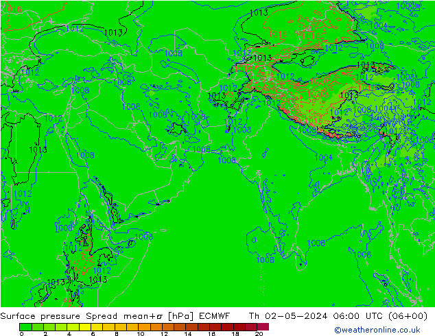 Presión superficial Spread ECMWF jue 02.05.2024 06 UTC