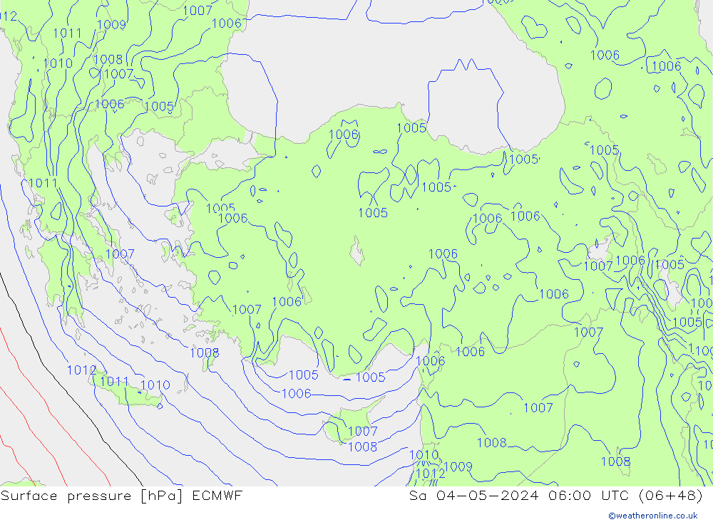 Surface pressure ECMWF Sa 04.05.2024 06 UTC