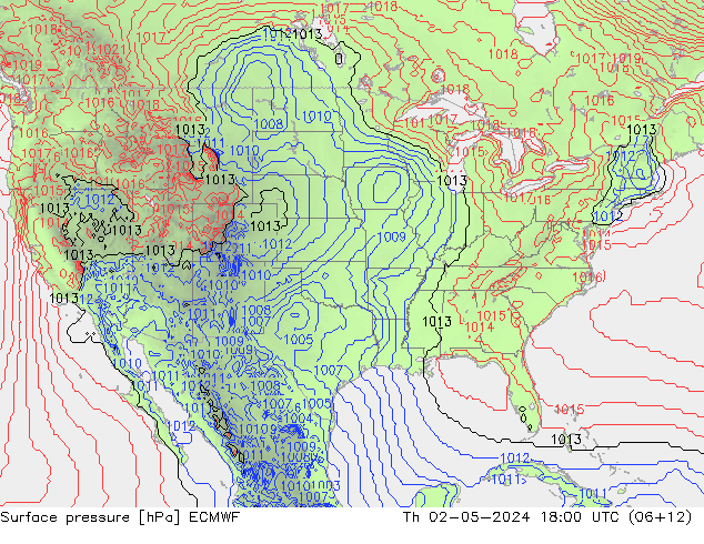 Surface pressure ECMWF Th 02.05.2024 18 UTC