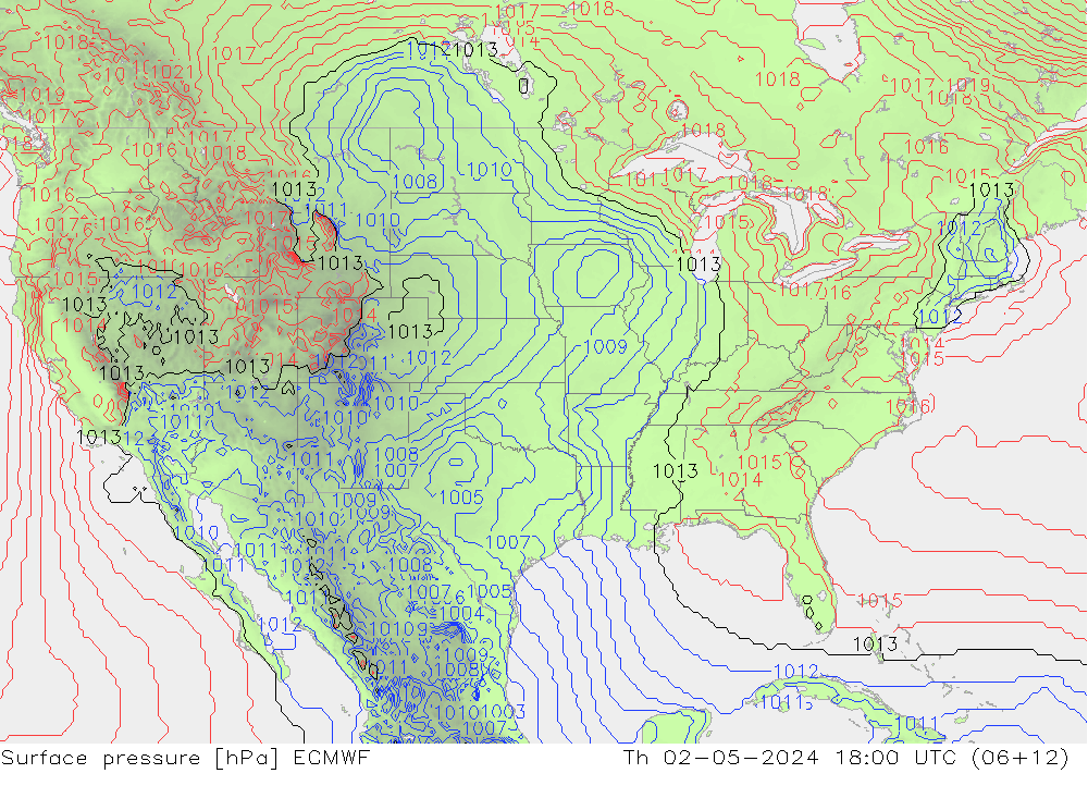 Surface pressure ECMWF Th 02.05.2024 18 UTC