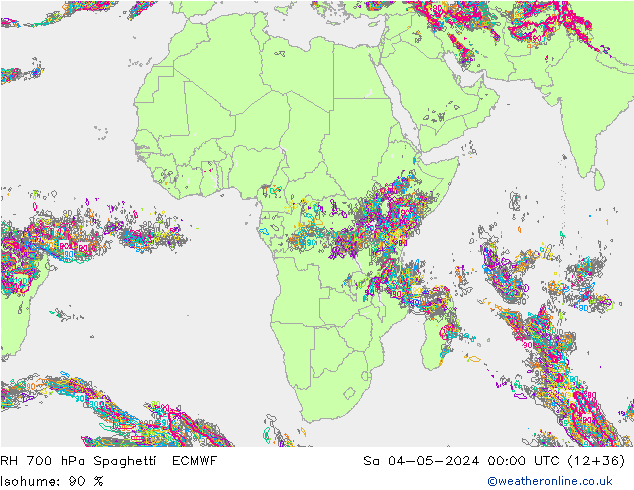 RH 700 hPa Spaghetti ECMWF so. 04.05.2024 00 UTC