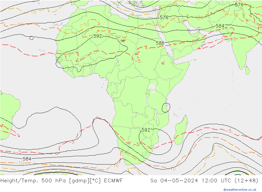 Height/Temp. 500 hPa ECMWF  04.05.2024 12 UTC