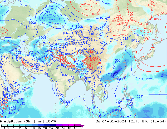 Precipitazione (6h) ECMWF sab 04.05.2024 18 UTC