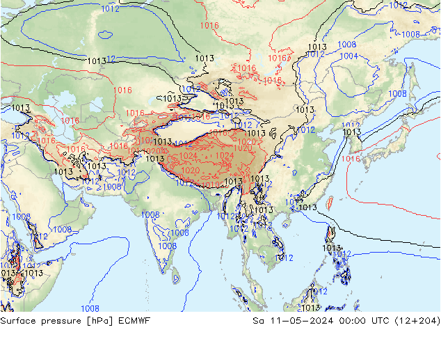 Surface pressure ECMWF Sa 11.05.2024 00 UTC