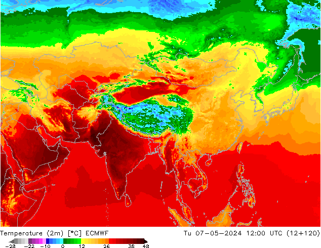 Temperatura (2m) ECMWF mar 07.05.2024 12 UTC