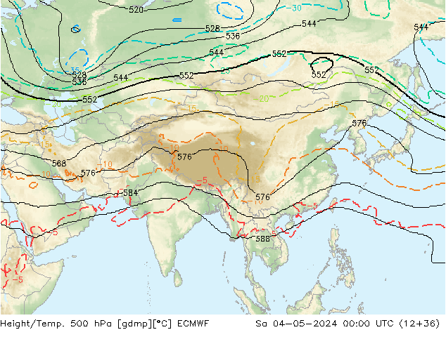 Yükseklik/Sıc. 500 hPa ECMWF Cts 04.05.2024 00 UTC