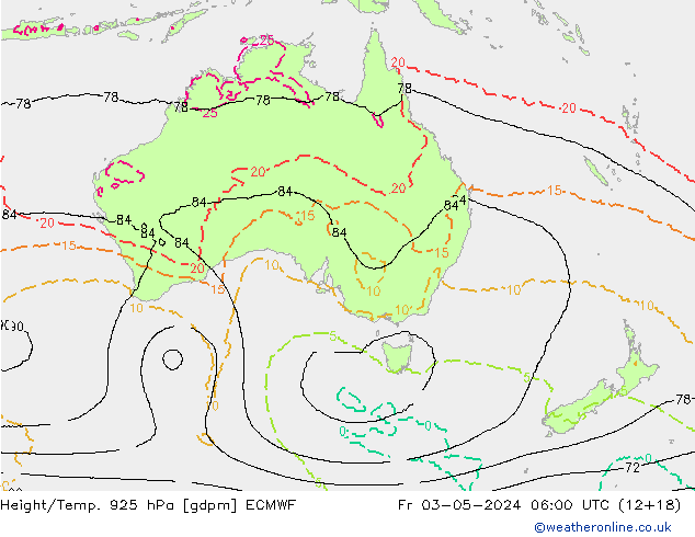 Height/Temp. 925 hPa ECMWF Fr 03.05.2024 06 UTC