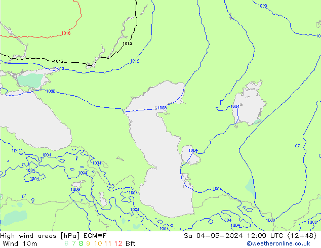 High wind areas ECMWF сб 04.05.2024 12 UTC