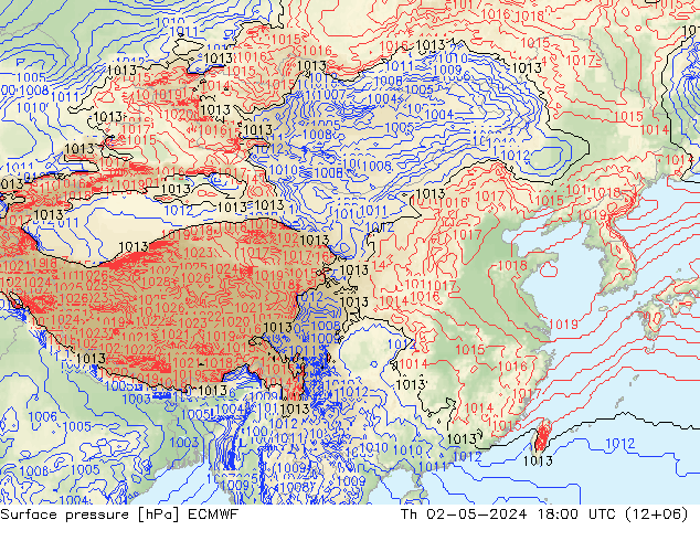 地面气压 ECMWF 星期四 02.05.2024 18 UTC