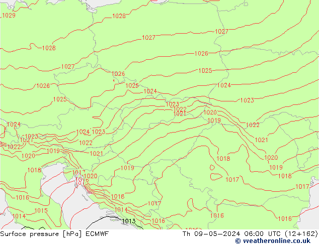 pressão do solo ECMWF Qui 09.05.2024 06 UTC