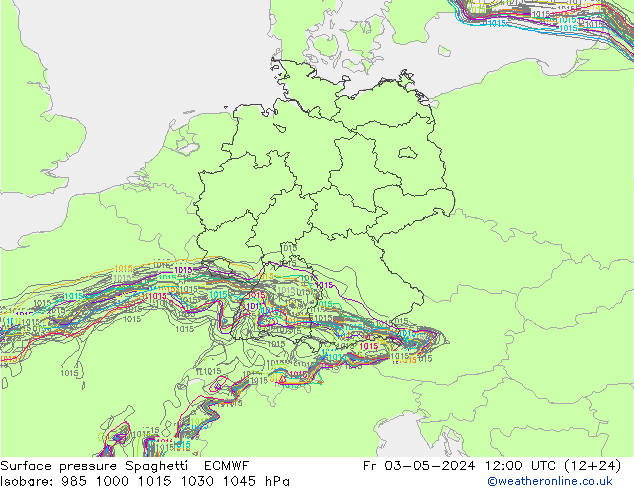 ciśnienie Spaghetti ECMWF pt. 03.05.2024 12 UTC