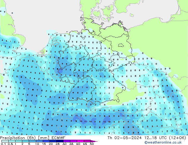 降水量 (6h) ECMWF 星期四 02.05.2024 18 UTC