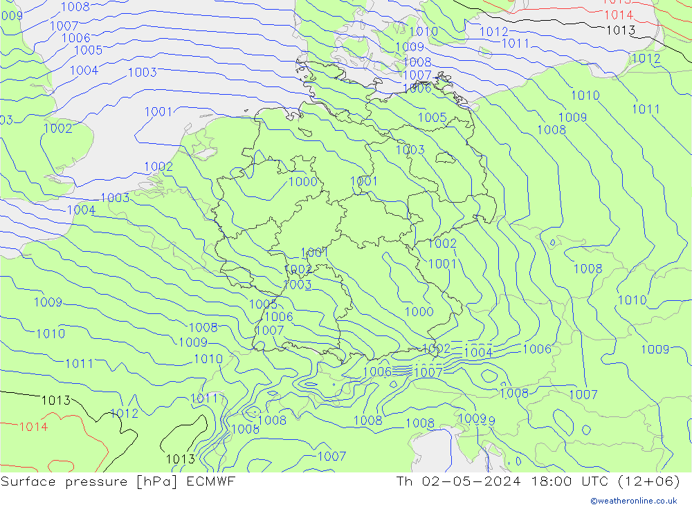 地面气压 ECMWF 星期四 02.05.2024 18 UTC