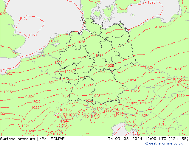 Surface pressure ECMWF Th 09.05.2024 12 UTC