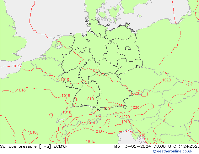 Luchtdruk (Grond) ECMWF ma 13.05.2024 00 UTC