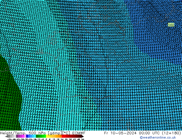 Height/Temp. 500 hPa ECMWF pt. 10.05.2024 00 UTC