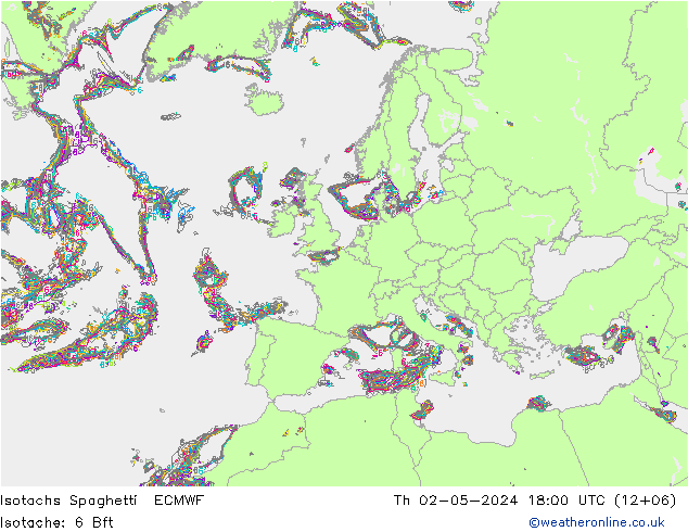 Isotachs Spaghetti ECMWF Th 02.05.2024 18 UTC