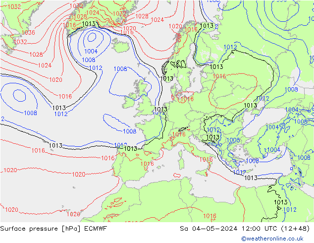 Bodendruck ECMWF Sa 04.05.2024 12 UTC