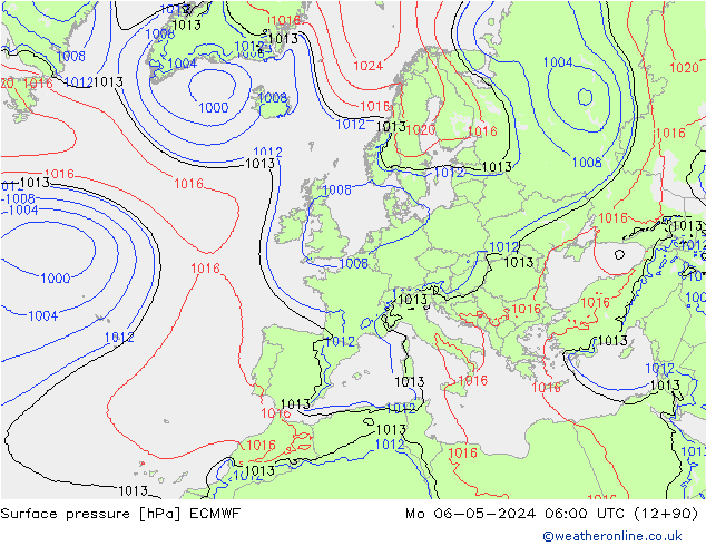 Surface pressure ECMWF Mo 06.05.2024 06 UTC