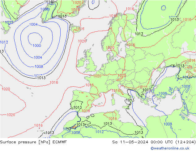 Bodendruck ECMWF Sa 11.05.2024 00 UTC