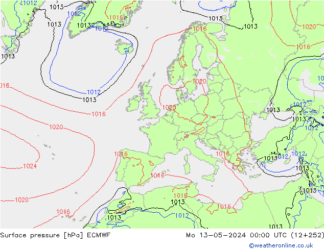 Yer basıncı ECMWF Pzt 13.05.2024 00 UTC