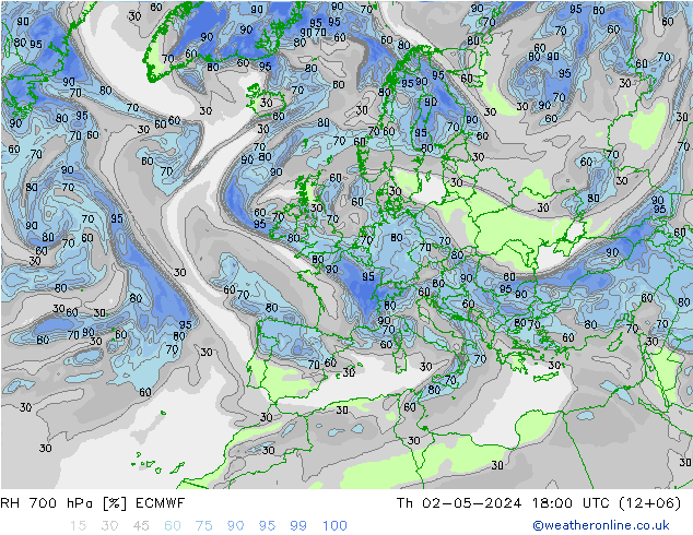 RH 700 hPa ECMWF Do 02.05.2024 18 UTC