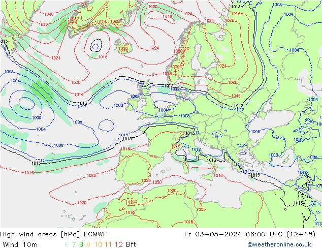 High wind areas ECMWF Sex 03.05.2024 06 UTC