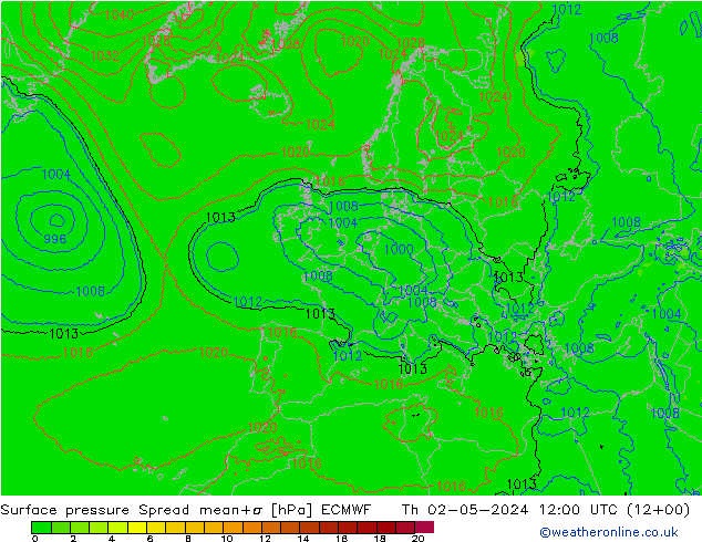 Bodendruck Spread ECMWF Do 02.05.2024 12 UTC