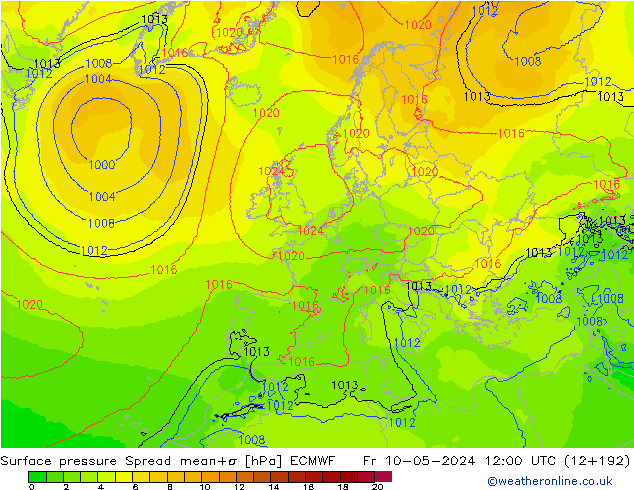 pressão do solo Spread ECMWF Sex 10.05.2024 12 UTC