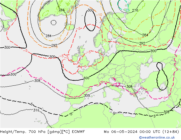 Hoogte/Temp. 700 hPa ECMWF ma 06.05.2024 00 UTC