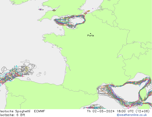Izotacha Spaghetti ECMWF czw. 02.05.2024 18 UTC