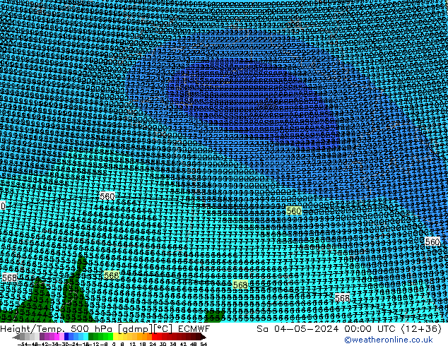 Yükseklik/Sıc. 500 hPa ECMWF Cts 04.05.2024 00 UTC