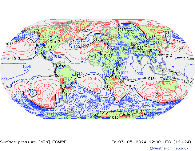 Bodendruck ECMWF Fr 03.05.2024 12 UTC