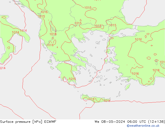 pressão do solo ECMWF Qua 08.05.2024 06 UTC