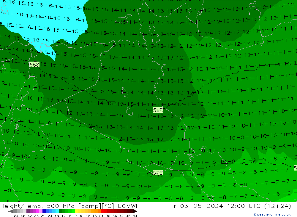 Géop./Temp. 500 hPa ECMWF ven 03.05.2024 12 UTC