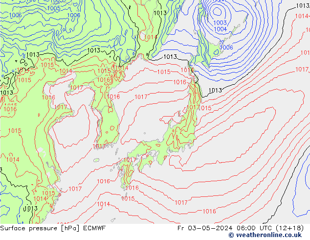 Surface pressure ECMWF Fr 03.05.2024 06 UTC