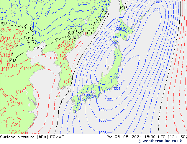 Atmosférický tlak ECMWF St 08.05.2024 18 UTC