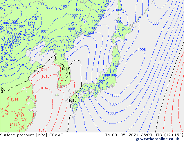 Surface pressure ECMWF Th 09.05.2024 06 UTC