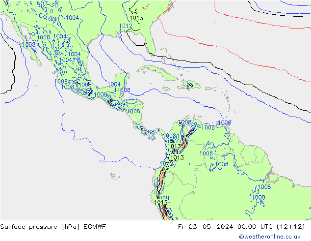 Presión superficial ECMWF vie 03.05.2024 00 UTC