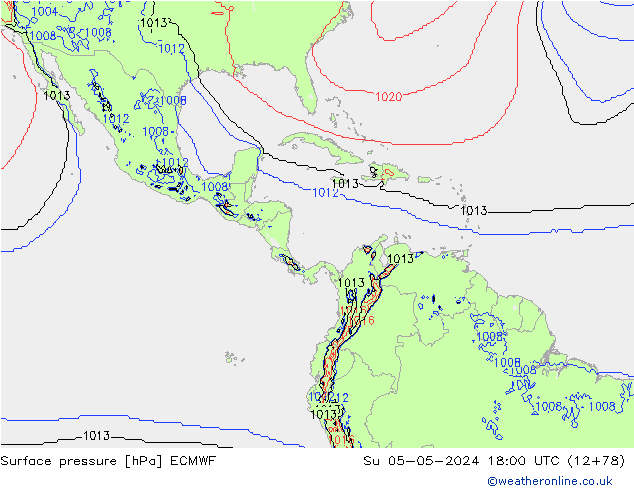 Surface pressure ECMWF Su 05.05.2024 18 UTC