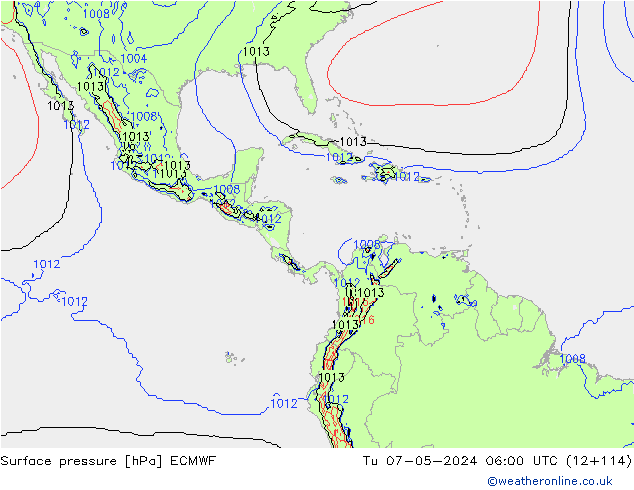 Surface pressure ECMWF Tu 07.05.2024 06 UTC