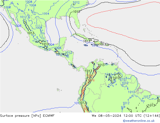 pressão do solo ECMWF Qua 08.05.2024 12 UTC