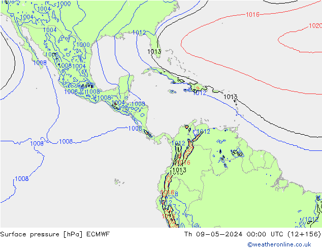 pressão do solo ECMWF Qui 09.05.2024 00 UTC