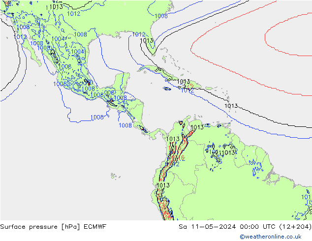 приземное давление ECMWF сб 11.05.2024 00 UTC