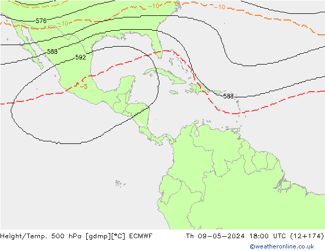 Geop./Temp. 500 hPa ECMWF jue 09.05.2024 18 UTC
